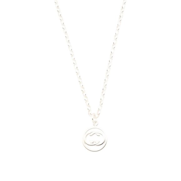 GUCCI Silver Made In Italy Sterling Silver Logo Circle Necklace - Picture 1 of 2